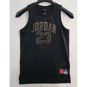 Nike Jordan Jumpman 23 Jersey Shirt Youth Size L 12-13 years Black Gold Stitch